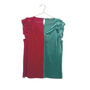 Bibi Velvet color block holiday Christmas top size medium